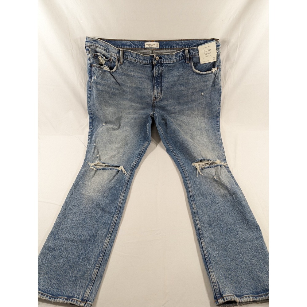 New Abercrombie & Fitch Jeans  36/22R Skinny Curve Love High Rise Distressed